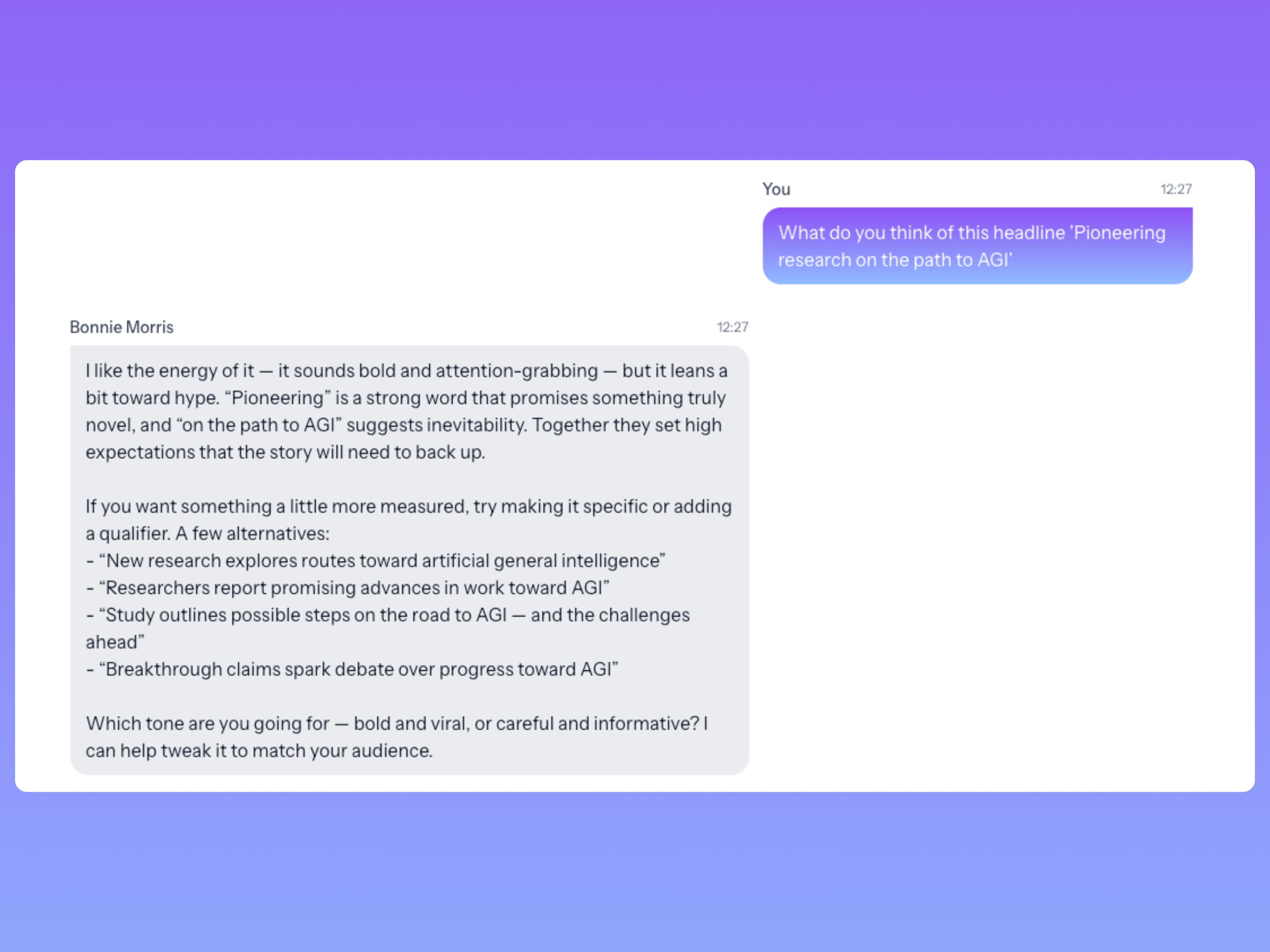 Feedback - Persona chat