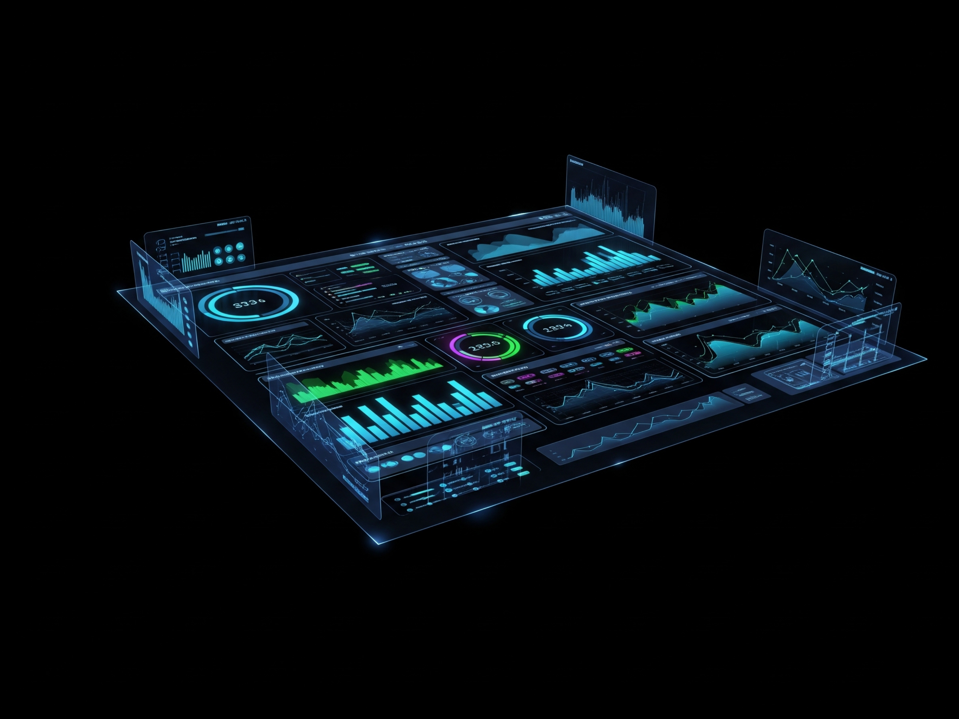 Some charts and graphs on a dark background