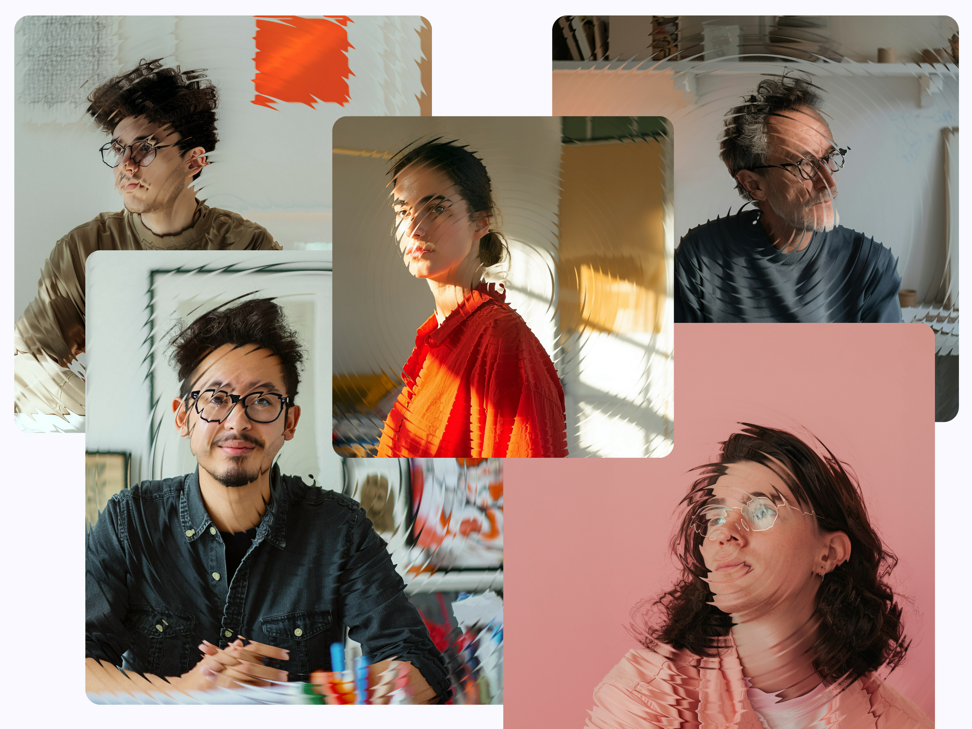 Collage of people with a blur filter