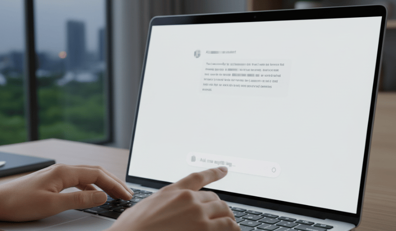 A user typing on a computer to an LLM