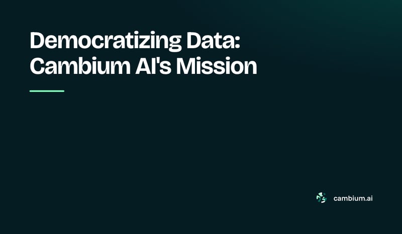 A star icon on a blue and purple gradient background with the headline text 'Our Mission, Democratizing Data'