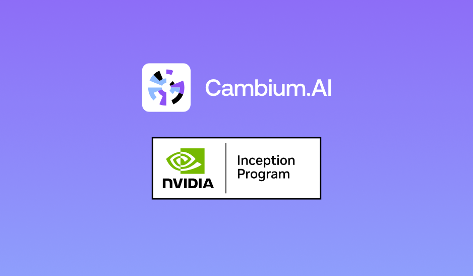 Cambium AI and NVIDIA logo on a blue and purple background 