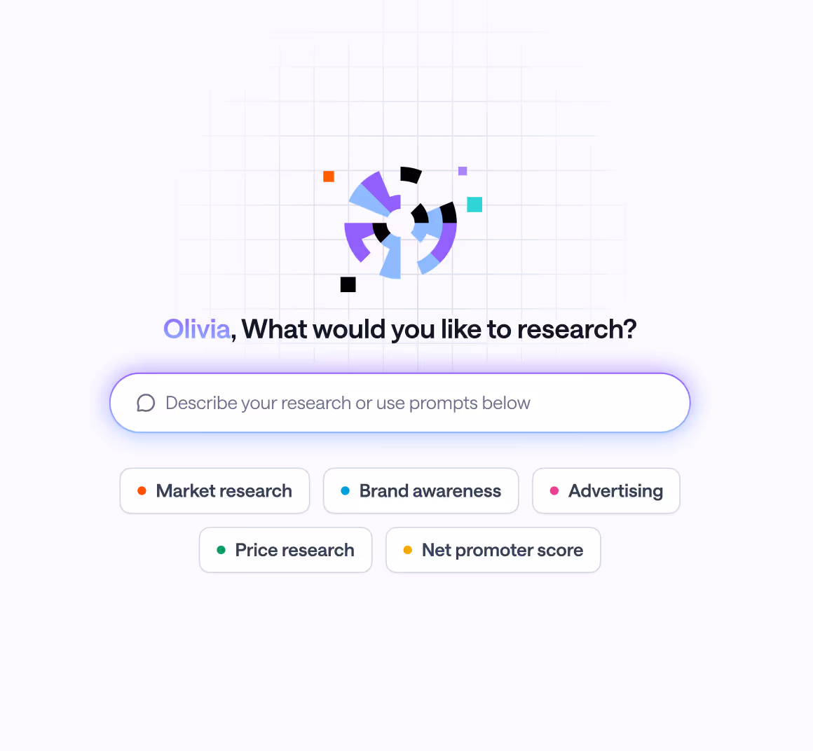 Search bar with user prompts underneath