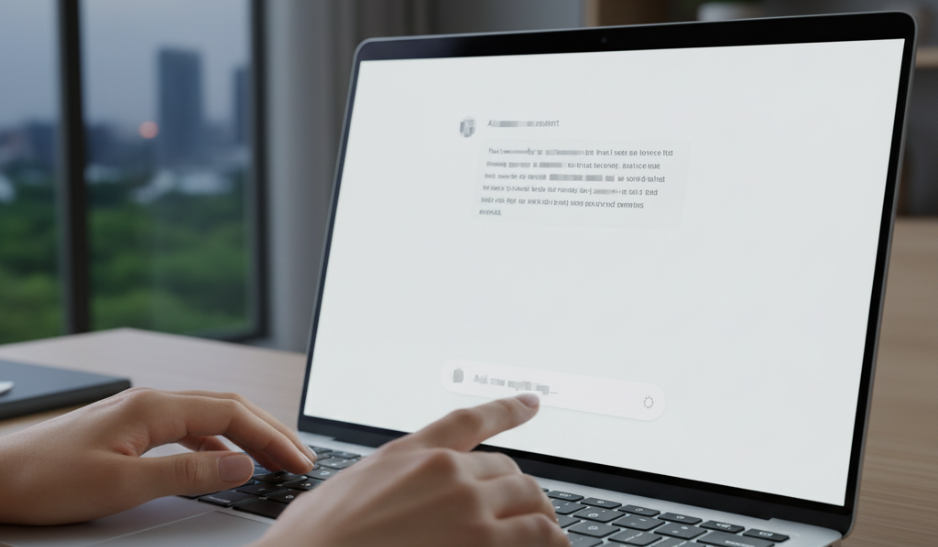 A user typing on a computer to an LLM