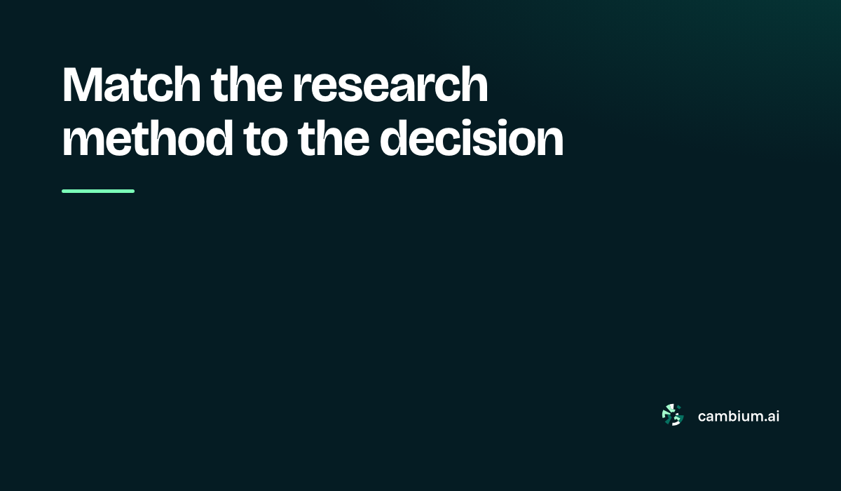 Match the research method to the decision